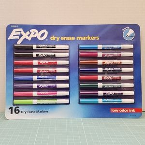 NEW Expo Dry Erase Markers - low odor ink - fine tip assorted colors - 16 count